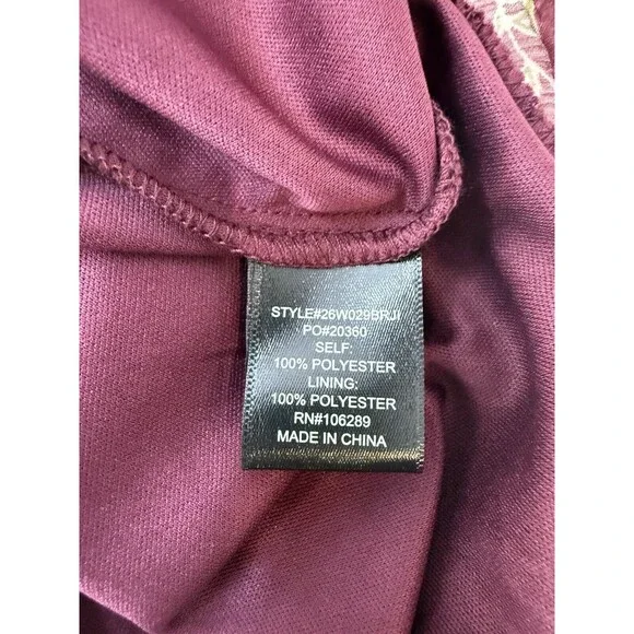 Womens Wine Chiffon Floral Mini Fit & Flare Dress Juniors L - Picture 14 of 15